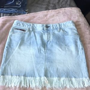 High waisted denim skirt